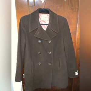 Calvin Klein Dark Brown Wool Nylon Cashmere Peacoat for Women